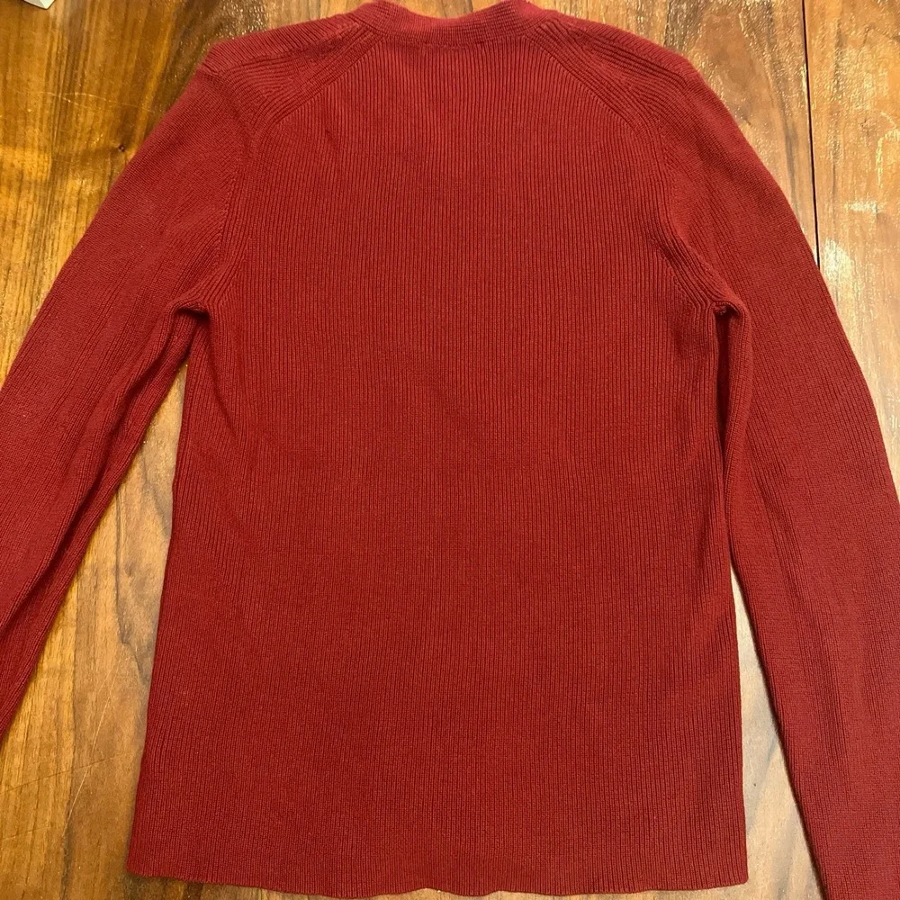 Express Men's Cranberry Long Sleeve V-Neck Pullover Sweater  100% Cotton Sz M